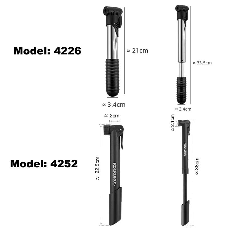ROCKBROS Bicycle Pump Portable 80-100PSI Easy Operation Mini High Pressure Air Pump Cycling Stainless Steel MTB Bike Accessories