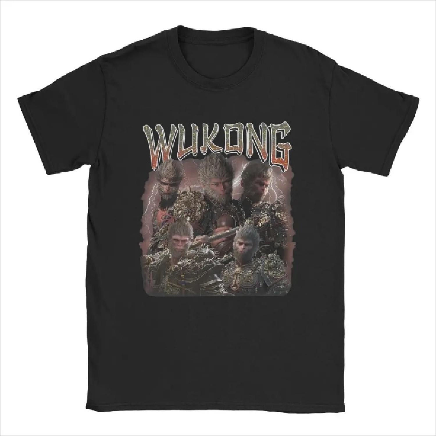 

Black Myth Wukong Men s T Shirts Monkey King Casual Tees Short Sleeve Round Collar T-Shirts Cotton Plus Size Clothes S