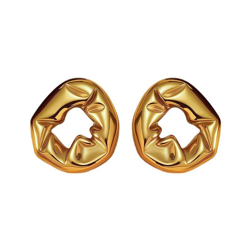 Chen He does not fade jewelry women's high-end light luxury stainless steel earrings titanium steel stud earrings gold circle earrings