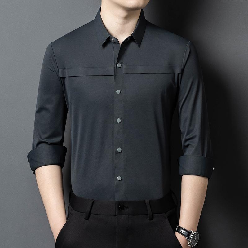 Spring and Autumn Men's Casual Shirt Men's High-end Casual and Versatile High-end Commuter Shirt Men's Long Sleeve Daddy Outfit