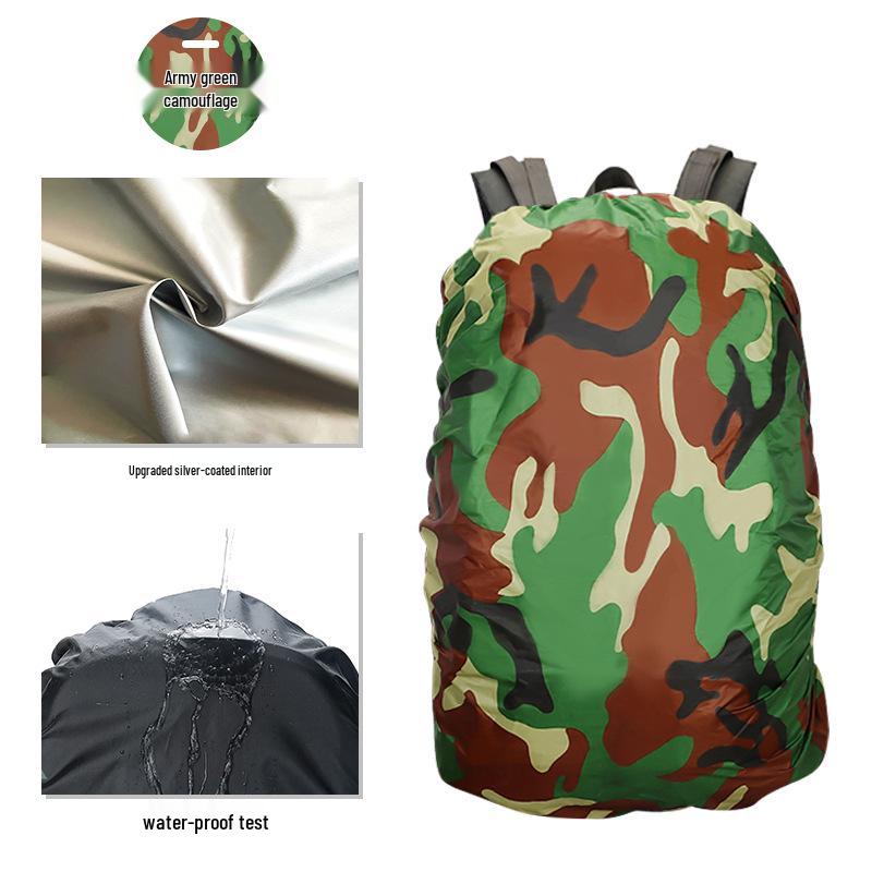 Camouflage 80L Wasserdichter Digitaler Rucksack mit Regenhülle – Ideal für Wandern, Trekking, Radfahren und Schule.