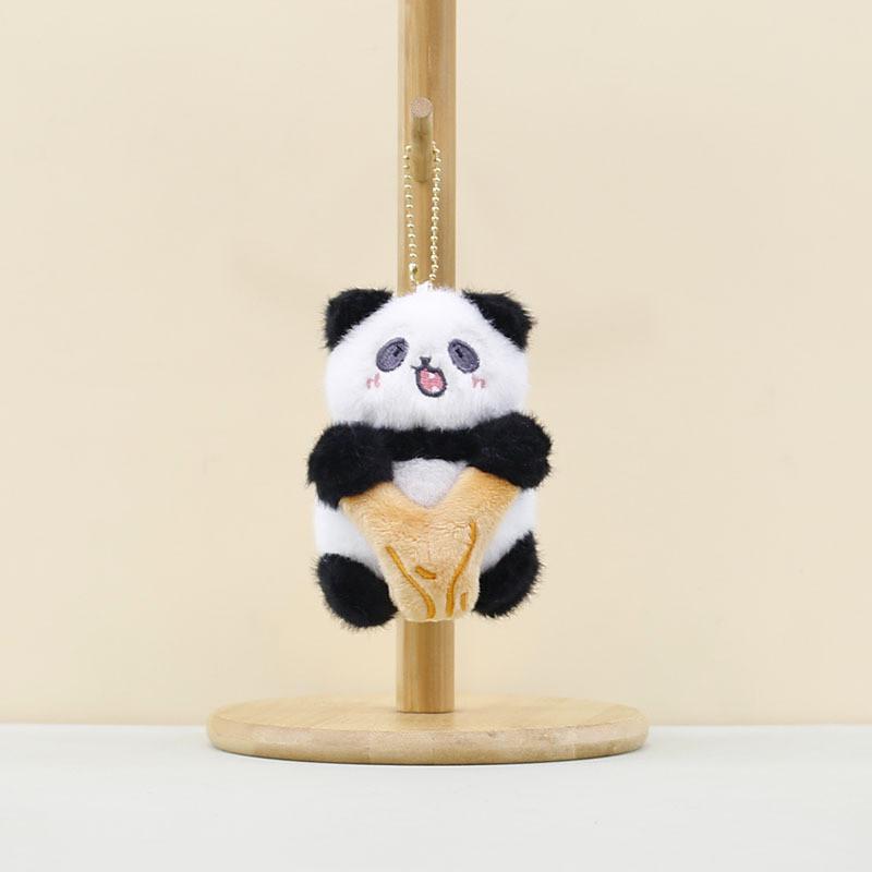 Cute Leaf Panda Plush Toy Keychain In Soft Short Fur For Kids And Collectors