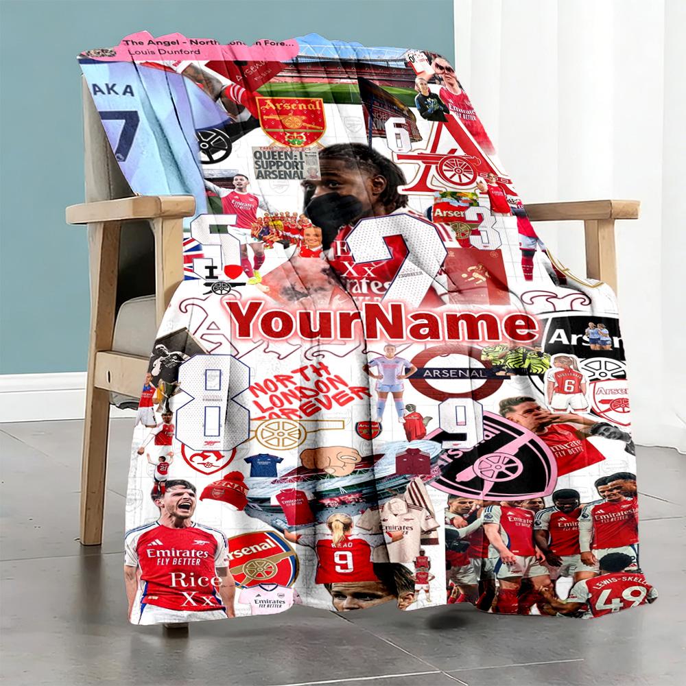 Arsenal Personalized Text Blanket Gift Customizable Blanket Warmthful Decor Perfect for Couch Bedding Seaside Chair Four Seasons Multipurpose