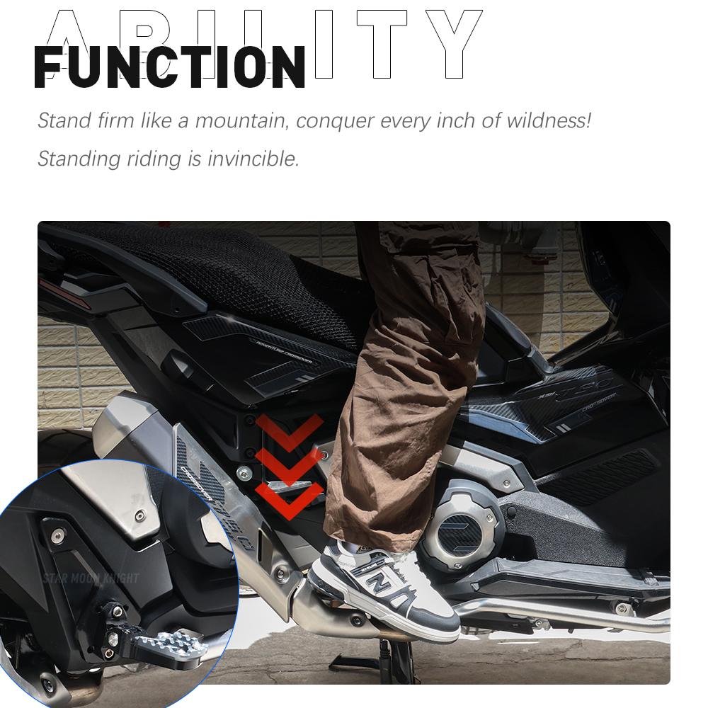 X-ADV 750 Motorcycle Aluminum Rear Pedal Foot Stand Folding Footrests Passenger FootPegs For HONDA XADV 750 XADV750 2021-2025