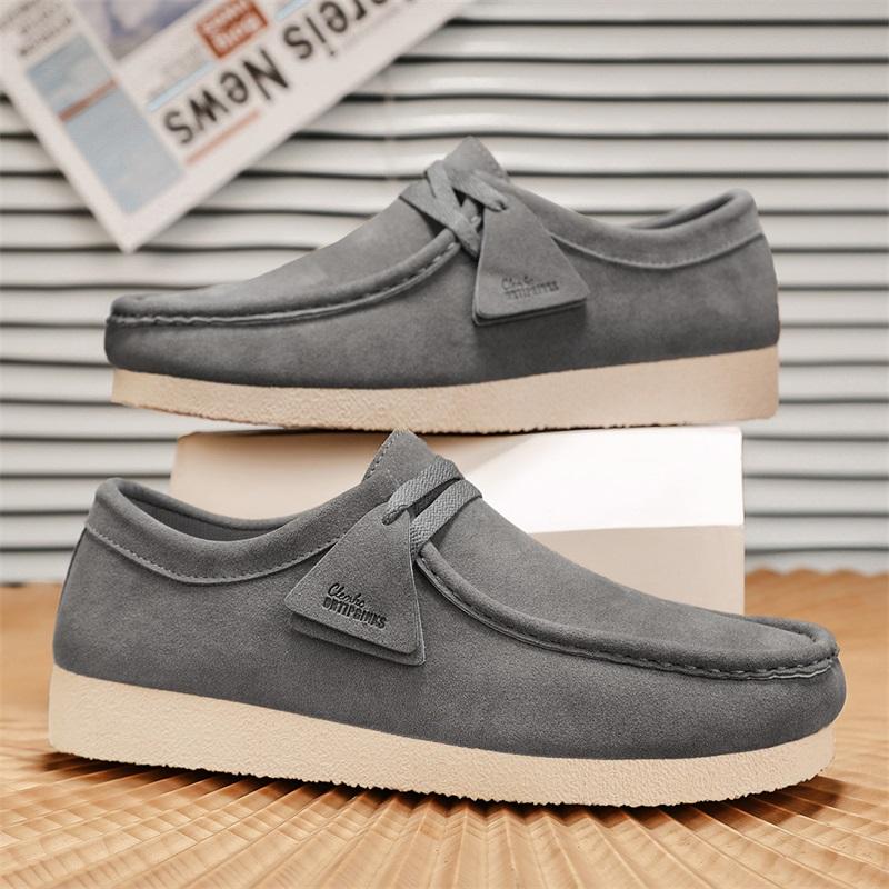 Fashion Suede Loafers Shoes For Men Grey Casual Shoes Men Platform Slip-on Men's Driving Shoes Lightweight Versatile Mens Shoes