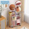 Estante de Chão para Armazenamento de Basquete e Prateleira de Brinquedos para Equipamentos Esportivos e Tapetes de Yoga