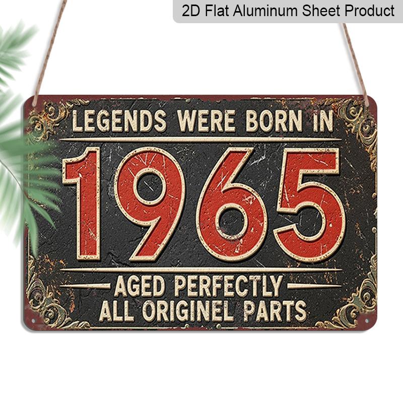 

2D Flat Vintage Style Metal Sign, (8x12), Legends Were Born in 1965 Decorative Plaque, Perfectly Aged with All Original Parts, Floral Design 20*30cm