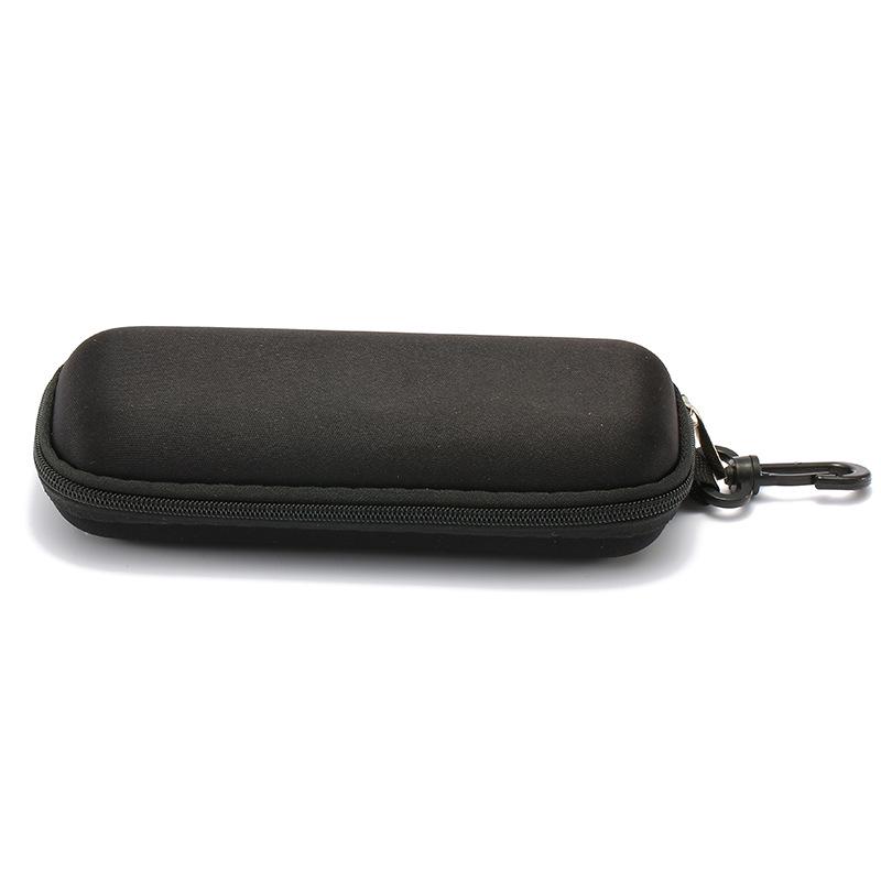 

Стильний чорний квадратний протиударний чохол для окулярів на кнопці та блискавці