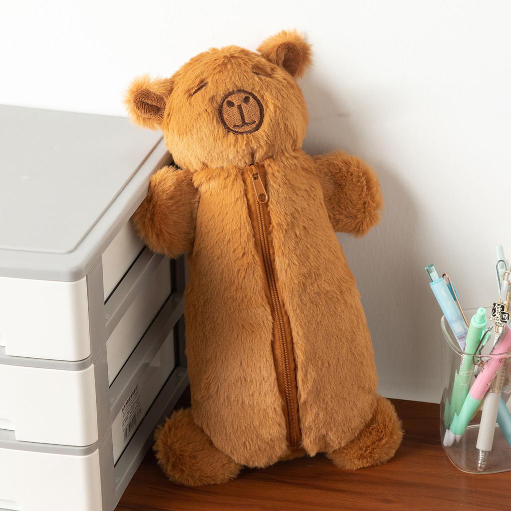 Cute Plush Capybara Pencil Pouch With High Capacity For School And Travel Gift