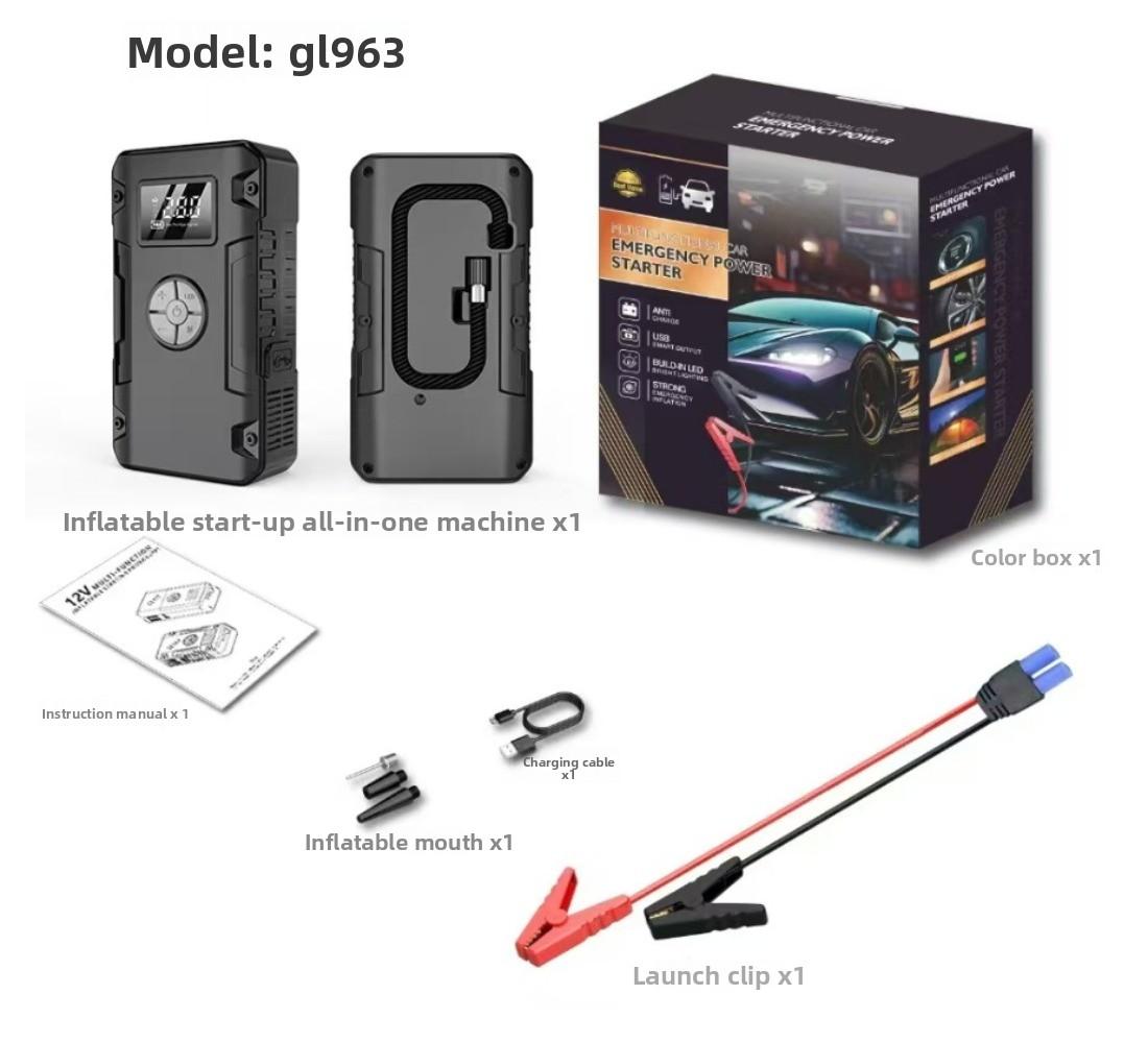 

Vehicle Emergency Jump Starter with Integrated Wireless Air Pump and Mobile Power Bank High-Capacity Jump Starter with Portable Charger чорний