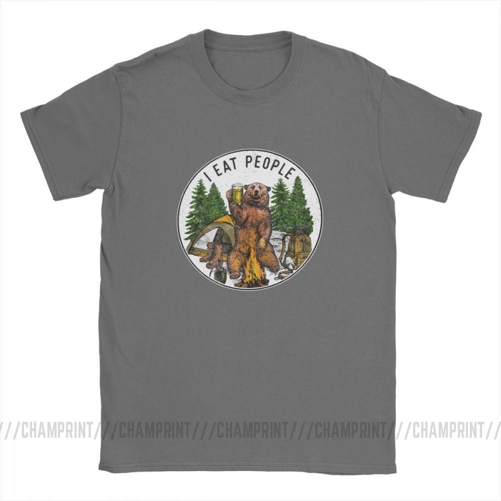 Men T Shirt I Eat People I Hate People Bear Vintage Short Sleeve Camping Tees O