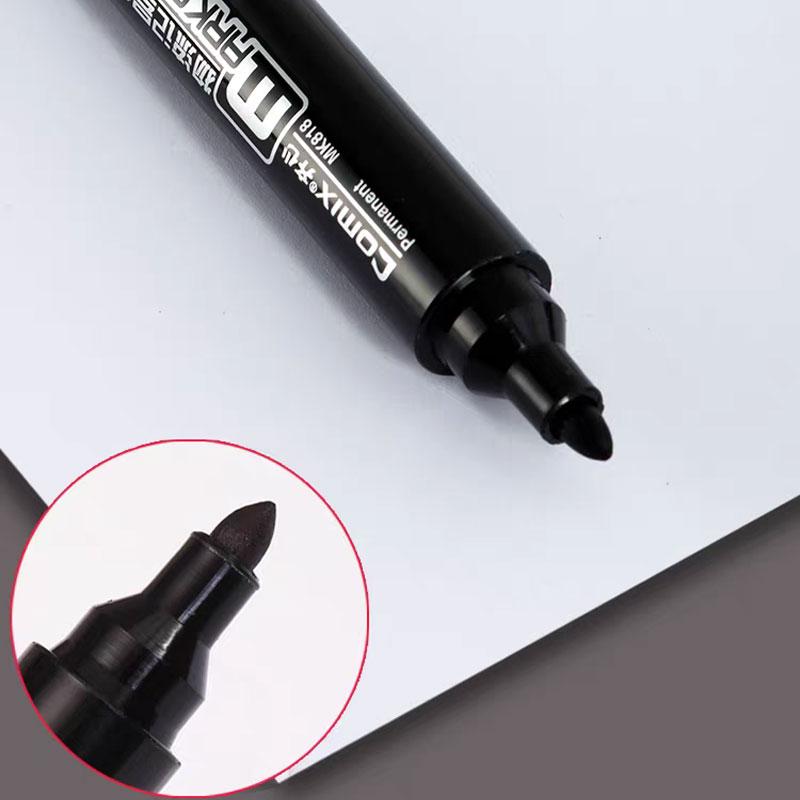 12pcs Black Waterproof Oil-proof and Non-fading Marker Pen Oil-based Marker Pen Large Head Thick Tip Marker Pens School Supplies