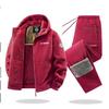 Autimn Winter Tracksuit Suit Mens Retro Training Thick Fleece Jacket + Pants Two Piece Set Casual Ski Running Sportswear Set