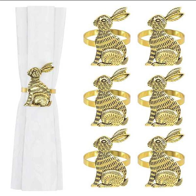 Good-Easter Bunny Napkin Rings Napkin Ring Holders Metal Table Decor Set Of 12 For Easter Party Banquet Dinner