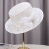 Summer beige top hat women's French retro fashion flat top straw hat breathable lace flat brim sun protection visor hat