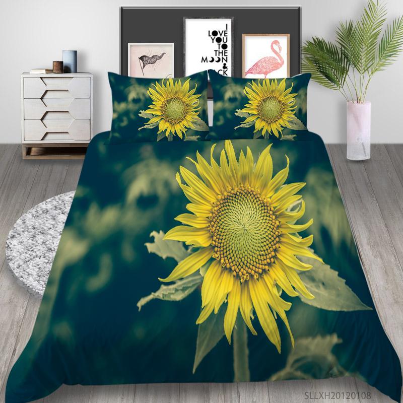 

Комплект постельного белья с 3D-игрой и цифровым принтом подсолнуха, комплект постельного белья с пуховым пододеяльником, полноразмерное украшение для дома с односпальной или двуспальной кроватью европейского стандарта Baby 100x135cm