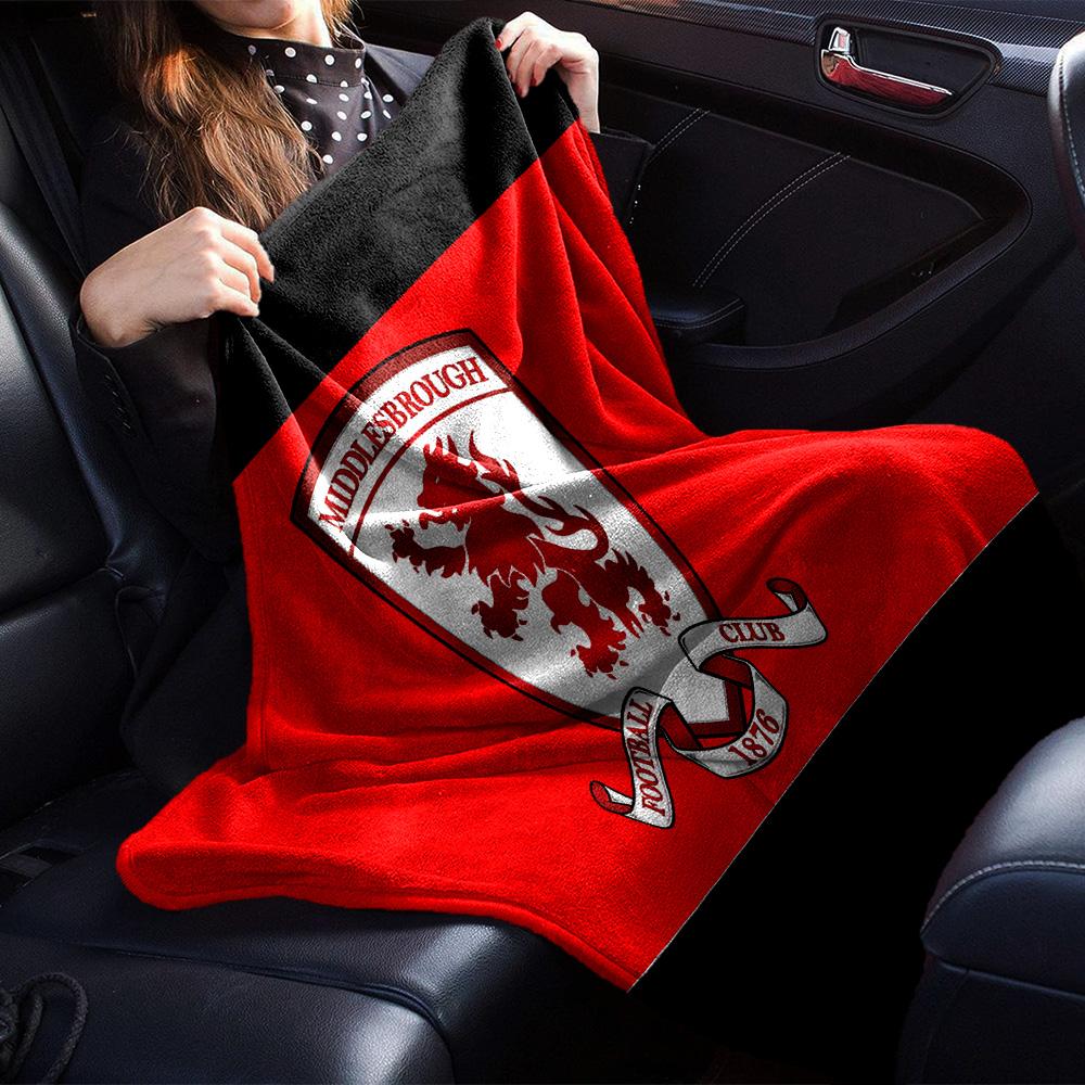 Football Club Middlesbrough Flannel Blanket, Soft Polyester, Modern Design, All-Season for Camping, Travel, Gifts for Holidays or Birthdays