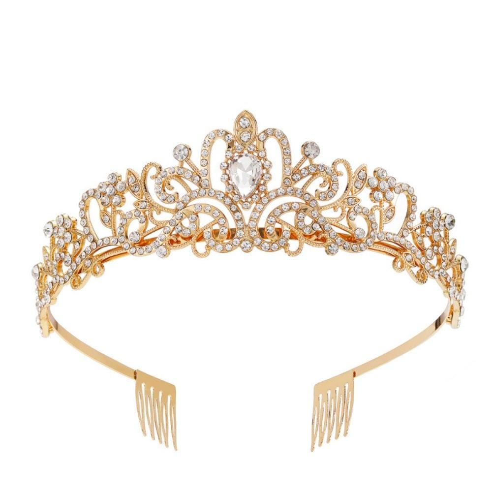 Vintage Crystal Tiara with Comb Bridal Headpiece Goods Decoration Rhinestone Crown  Costume