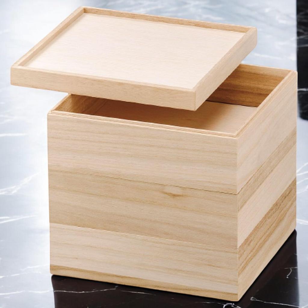 Lacquerware Wooden Jubako Paulownia White Made in Japan J-kitchens 3-Tier Box, 8-inch, Frame, Wood, 24cm,