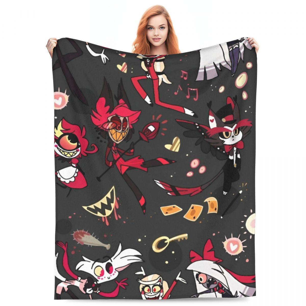 

VOX H-Hazbin Hotel Alastor Game Теплое мягкое одеяло для путешествий в офисе Мягкие постельные принадлежности Пледы Пушистый диван Кровать Фланелевое покрывало 30x40in