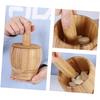 Wooden Mortar And Pestle Set Spice Pepper Crusher Garlic Herb Spice Mixing Grinding Crusher Bowl Restaurant Kitchen Tools