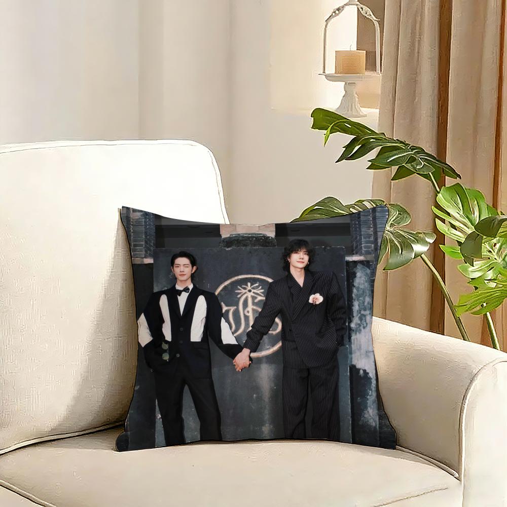 cpXiao Zhanwang Yibo cp Cushion Cover Reversible Plush Pillow Cover Soft Fluffy Home Decor for Sofa Bedroom