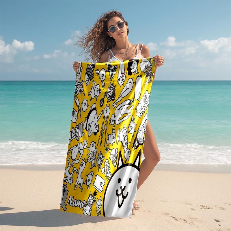 Personalized customized proof beach towel with The Battle Cats pattern - soft, absorbent,quick-drying,perfect swimming,camping&bathing