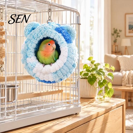 Safe Sleeping Nest for Birds Bird House, Cozy Flannel Hammock with Support Frame, Warm Parrot Winter Accessories Cockatiels Cave Bed, Cage Accessory