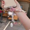 Mobile Phone Lanyard Short Style Wrist Pendant Pearl Chain Bow Flower Pendant Decoration Universal Phone Case Anti Loss Lanyard