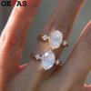 OEVAS D VVS Oval Cut 2CT Moissanite Ring 100% S925 Silver For Women Wedding Band Fine Jewelry Gift