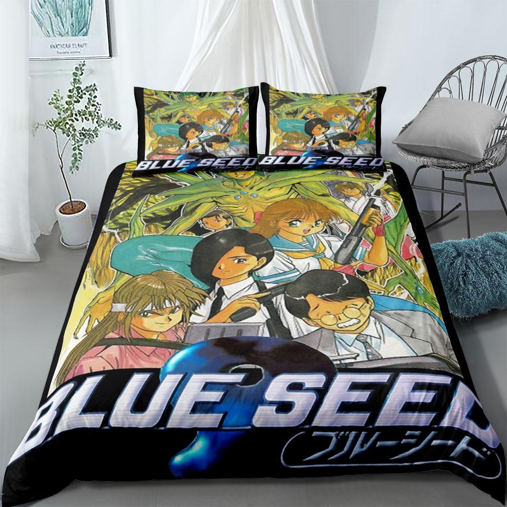 Blue Seed Duvet Cover Set without sheet King Queen Double Full Twin Single Size Bed Linen Set