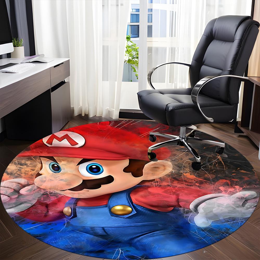 1pc Mario Adventure Office Round Area Rug, Bedroom Living Room Home Decor, Room Deco, Offic a1016189