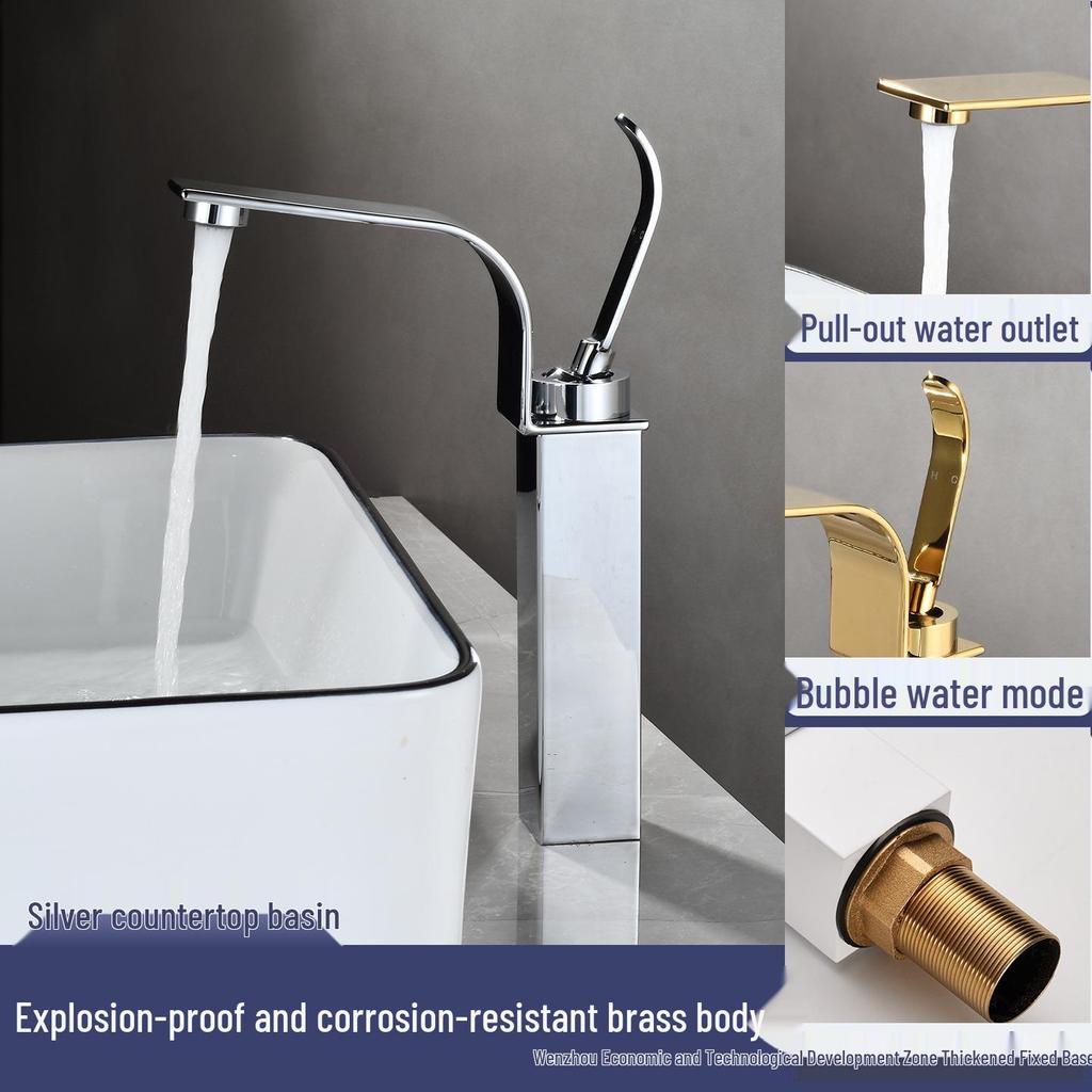 Nordic Gold Anti-Splash Hot & Cold Faucet for Bathroom Countertop Basin Cabinet