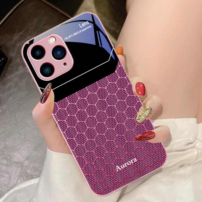 Hexagonal Grid Of Applesr For IPhone 16 Pro Max 15 Pro 14 13 12 Mini 11 XS Max XR 7 8 Plu SE 2022 Tempered Glass Phone Case