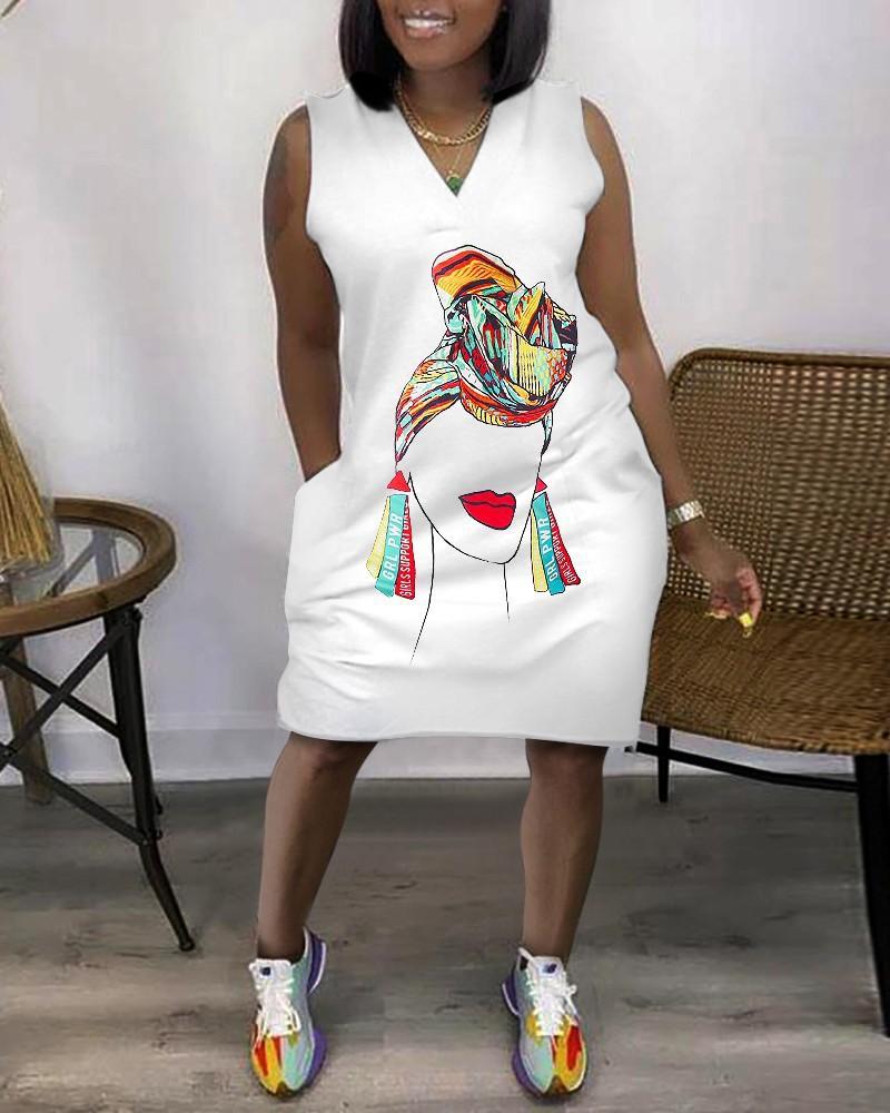 Foreign Trade Cross-border 2026 New Cross-border 3D Printing Outdoor Fashion Casual Loose Large Size Women's V-Neck Sleeveless