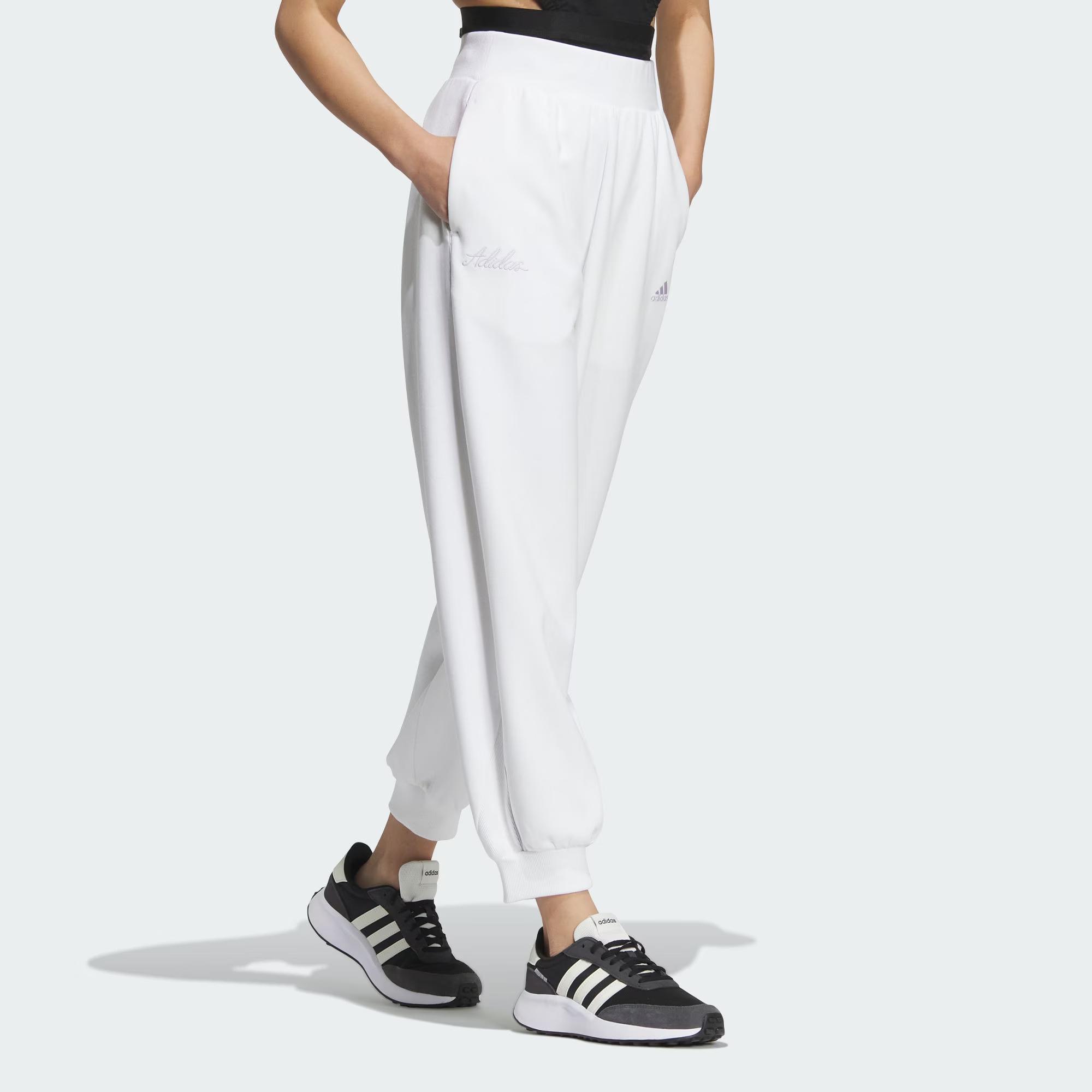 Вязаные джоггеры женские Adidas RCO 7/8 с коническими манжетами белые IP7093 XXL — фото 4