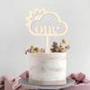 First Birthday Wood Cake Topper - One Sign 1st Cake Decorating Supplies, Suitable for Baby Shower Favors, Baby Gender Reveal