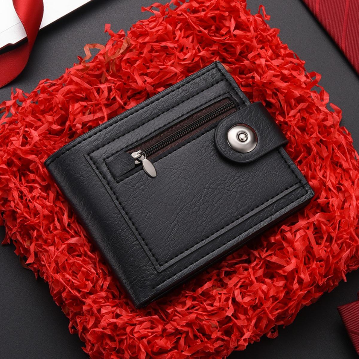 

Мужской, Короткий кошелек, Тонкий на молнии, Кошелек для монет, Большая вместимость, Множество отделений для карт, Повседневный, Кожаный кошелек