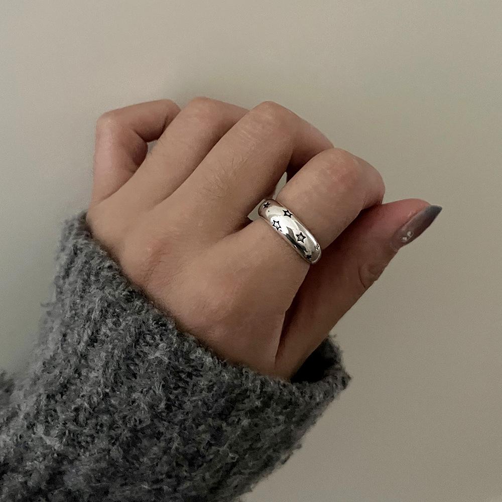 

Модное кольцо с геометрической звездой и пентаграммой для женщин, регулируемое кольцо на палец, ювелирные изделия, винтажное нестандартное эстетическое кольцо, аксессуары Y2k Resizable