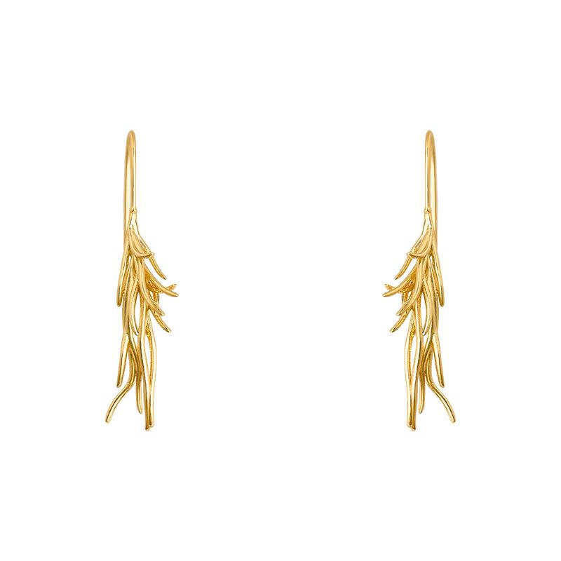 Elegant Japanese-Inspired 18K Gold-Plated Long Tassel Earrings