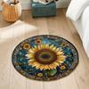 Cystal Velvet Sunflower Carpet] 150cm X 150cm Crystal Velvet Sunflower Round Carpet - Suitable for Multiple Rooms