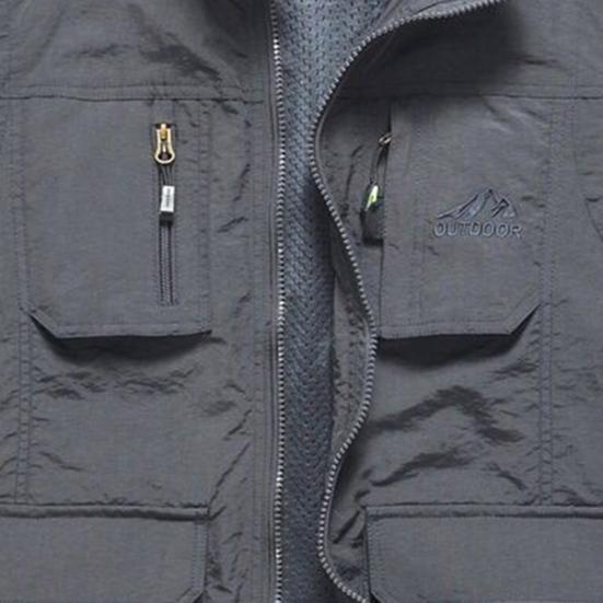 Summer Fishing Vest Multiple Pockets Solid Color Mesh Breathable Quick Dry Vest for Outdoor