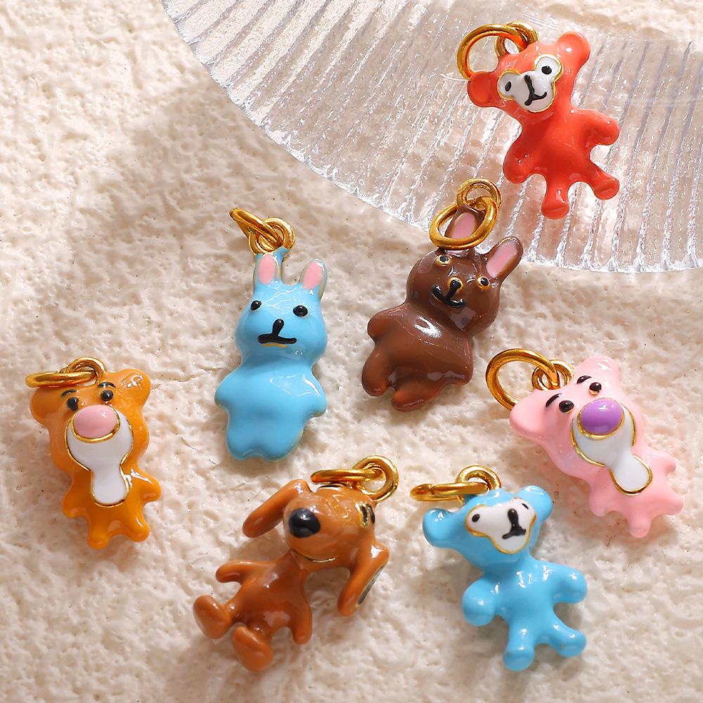 Kawaii Animal Kingdom | 18K Gold Plated Brass Enamel Animal Charm for Jewelry Making | Cute Cartoon Animal Pendant