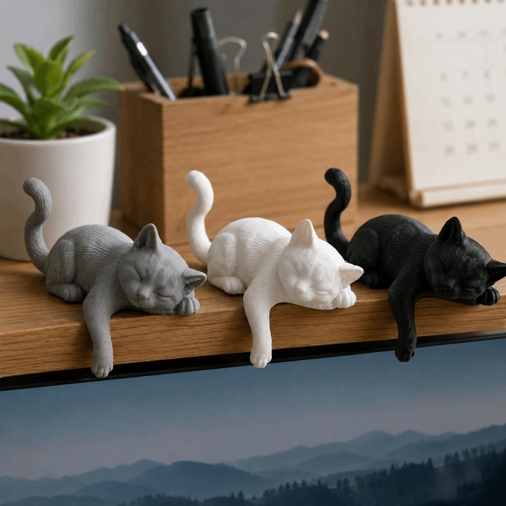 Creative Desk Cat Decorations 3D Printed Decorative Cat Statues Sleeping Cat Ornament  Desktop Use