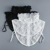 Femme Broderie Dentelle Florale Faux Col Demi-Chemise Col Montant Amovible Décoration Col à Revers Blouse Tops Volants Faux Col
