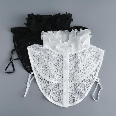Women Embroidery Lace Floral Fake Collar Half Shirt Stand Detachable Lapel Collar Decoration Blouse Tops Ruffles False Collar