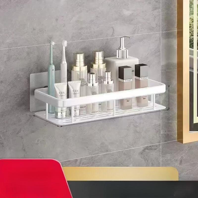 1Pc Wall-mounted Non-punching Square Basket Toilet Bath Toilet Washstand Wall Storage Rack Bathroom Rack