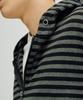 Takeasy [Crop T-Shirt Added] Striped Crop Zip-Up Hoodie (Charcoal)