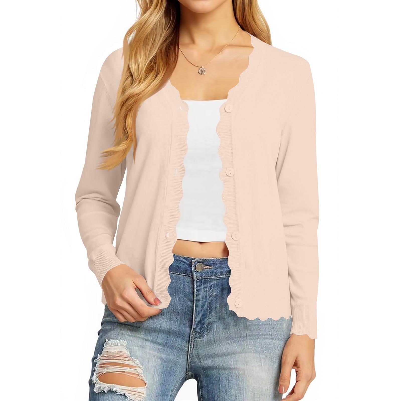 

Женские кардиганы с длинным рукавом, повседневные, легкие, на пуговицах, с V-образным вырезом, осенняя одежда L бежевый