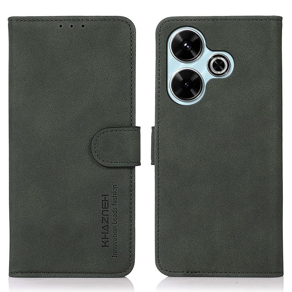 

For Xiaomi Redmi 13 5G/13 4G Case Leather Flip Stand Phone Cover Smooth Texture Green